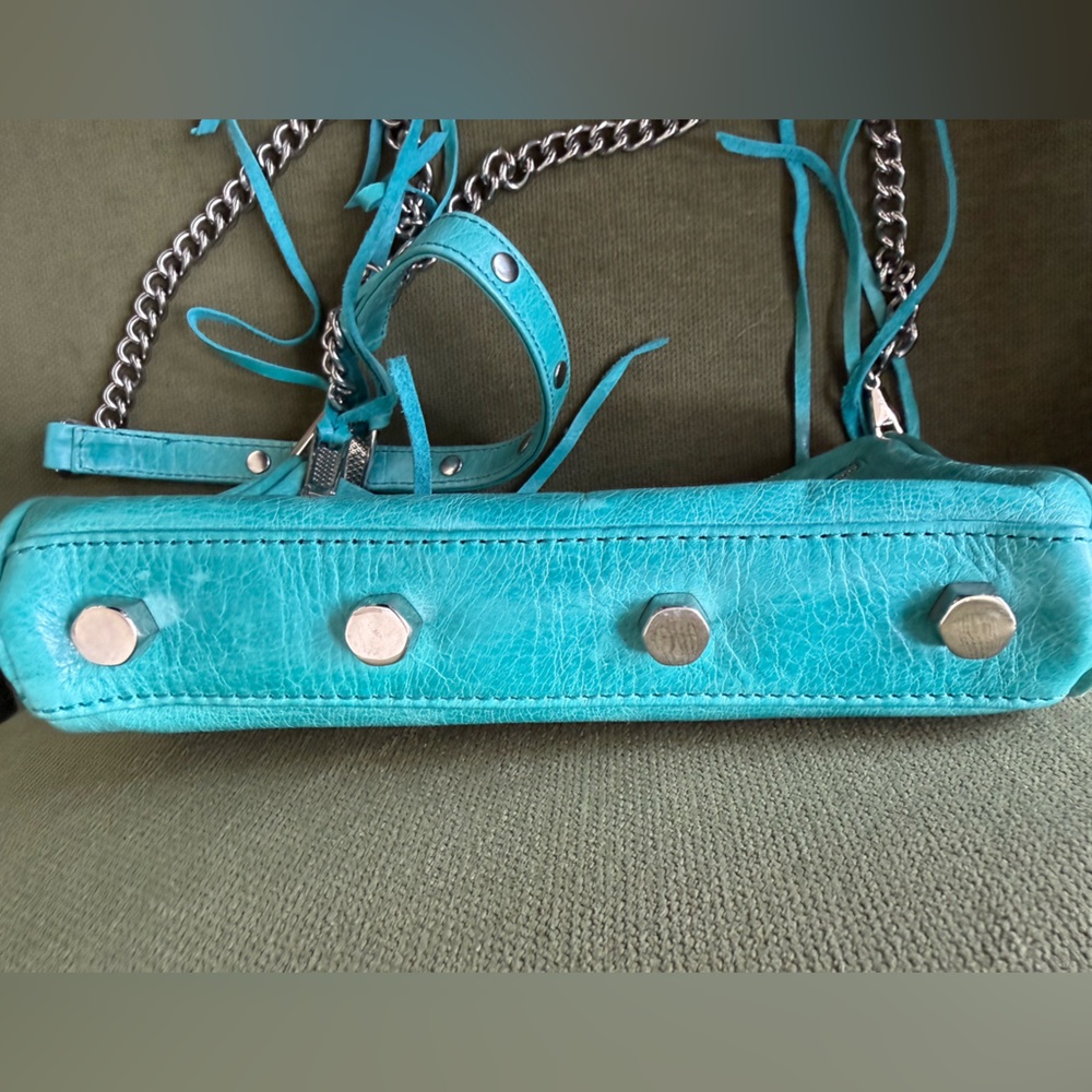 Rebecca Minkoff Mini 5 Zip Leather Crossbody Bag in Teal - Picture 4 of 6